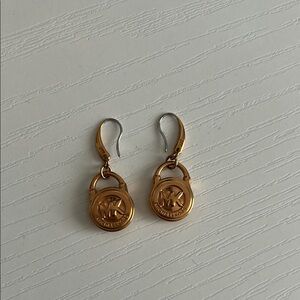 Gold Designer Logo Earrings